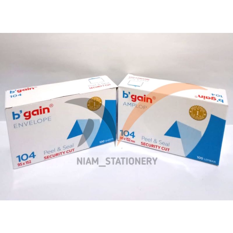 

SATU PACK ( 100 Lembar x 70 Gsm ) Amplop Sedang Polos B'Gain 104 Original