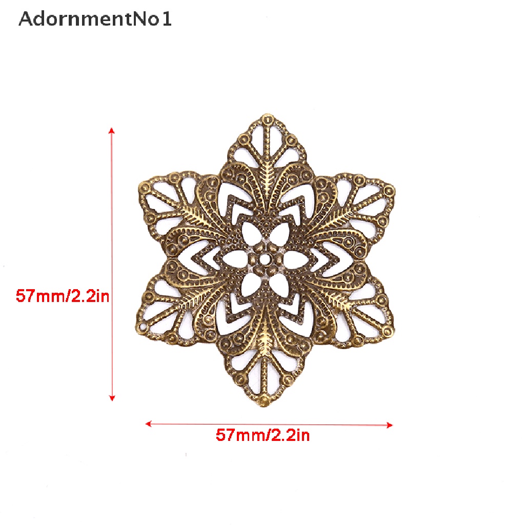 (AdornmentNo1) 10pcs / Set Konektor Bentuk Bunga Filigree Bahan Metal Untuk Perhiasan DIY