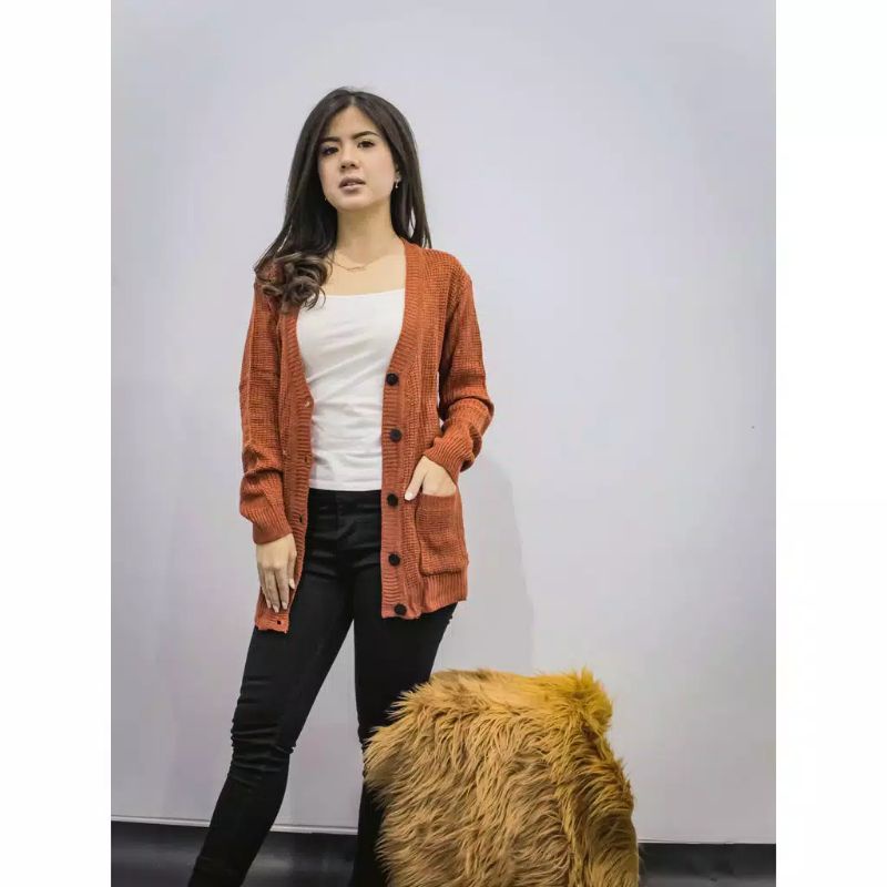 CARDIGAN RAJUT WANITA MERISSA OUTER CARDI-Coral