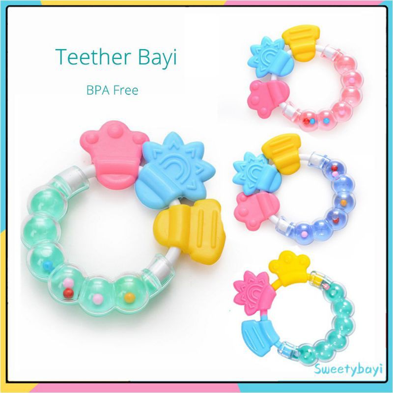 Mainan teether bayi dengan rattle