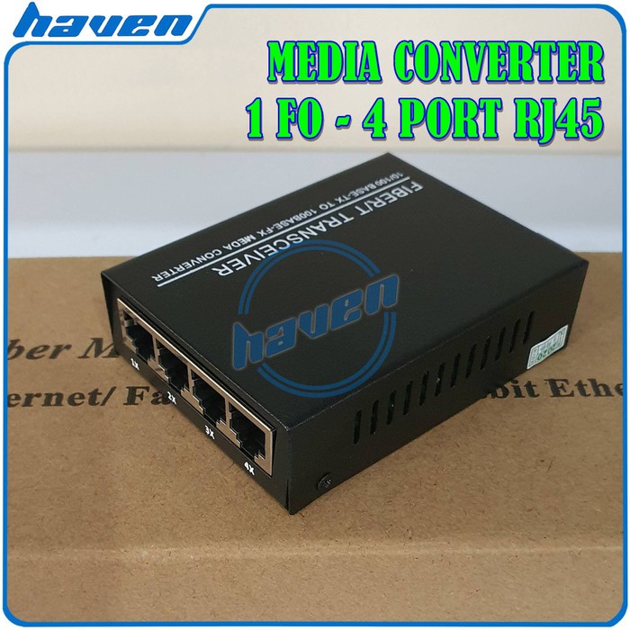 Media Converter Fiber Optik 1 Port FO to 4 Port Lan RJ45 BS14