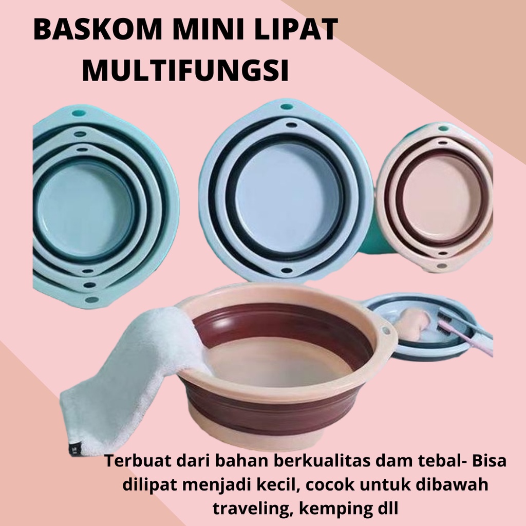 Baskom Bulat Lipat Portable Ember Bilas Muka Lipat Multifungsi Praktis