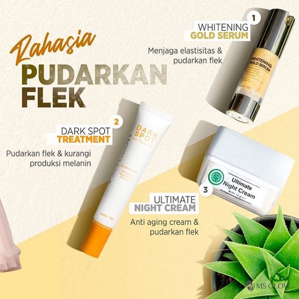 Ms Glow Dark Spot/Serum Gold /Night Luminous/Paket Ampuh Pemudar Flex