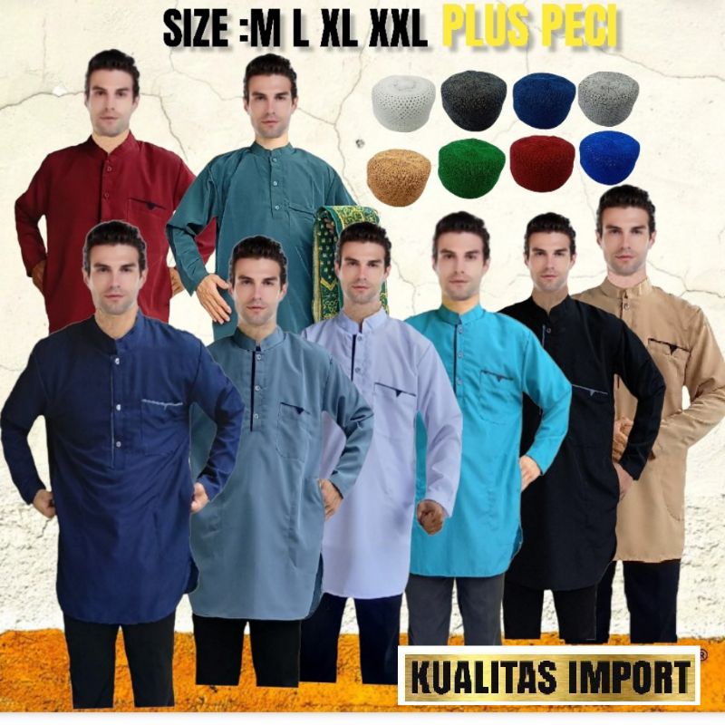 AL AHKOF Baju koko gamis pakistan baju kurta dewasa terlaris ukuran M L XL XXL.baju koko katun