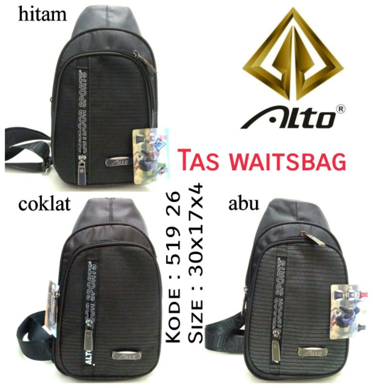 TAS WAIST BAG COWOK TERBARU BY ALTO Hitam Abu Coklat 519 26 TERMURAH