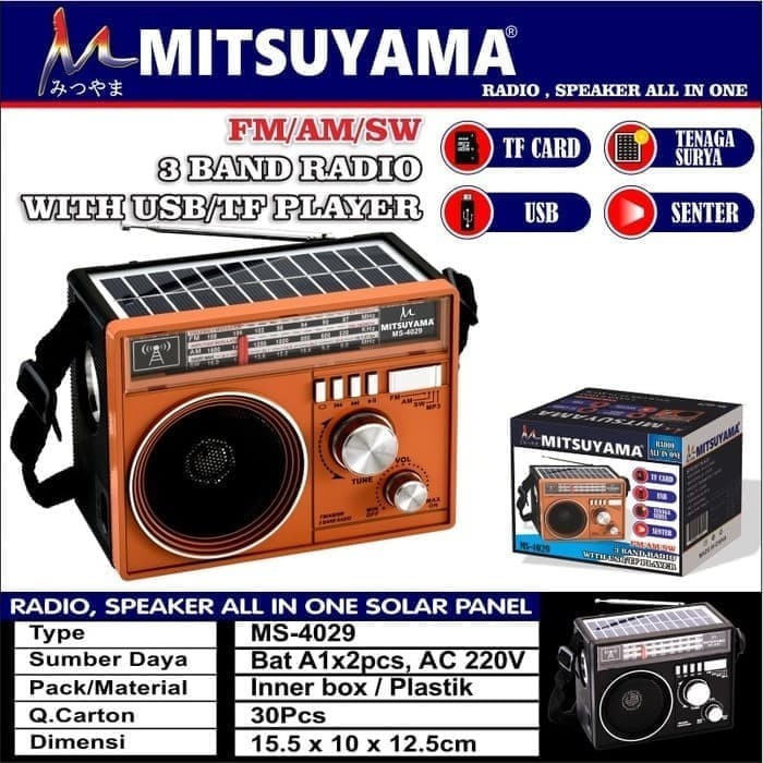 Radio speaker Mitsuyama MS-4025 Seri 4029 / radio FM mp3 Mitsuyama MS4029 Tenaga Matahari