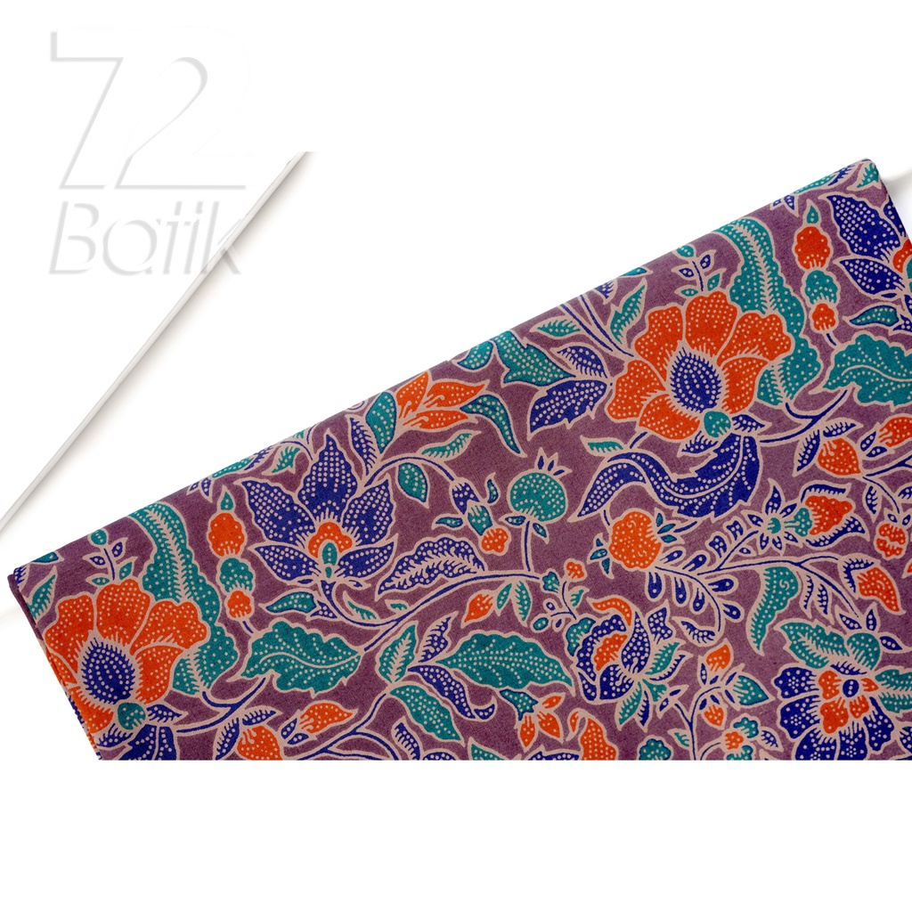 KAIN BATIK KATUN Premium Motif Kembang Alas Warna Coklat Tua Orange Biru Hijau 725331 Cap 72 Jarik Jarit Samping Kebat Panjang Batik Katun Modern Premium Bahan Seragam Batik Pernikahan Kantor Keluarga Murah Kamen Jadi Batik Bali Lembaran