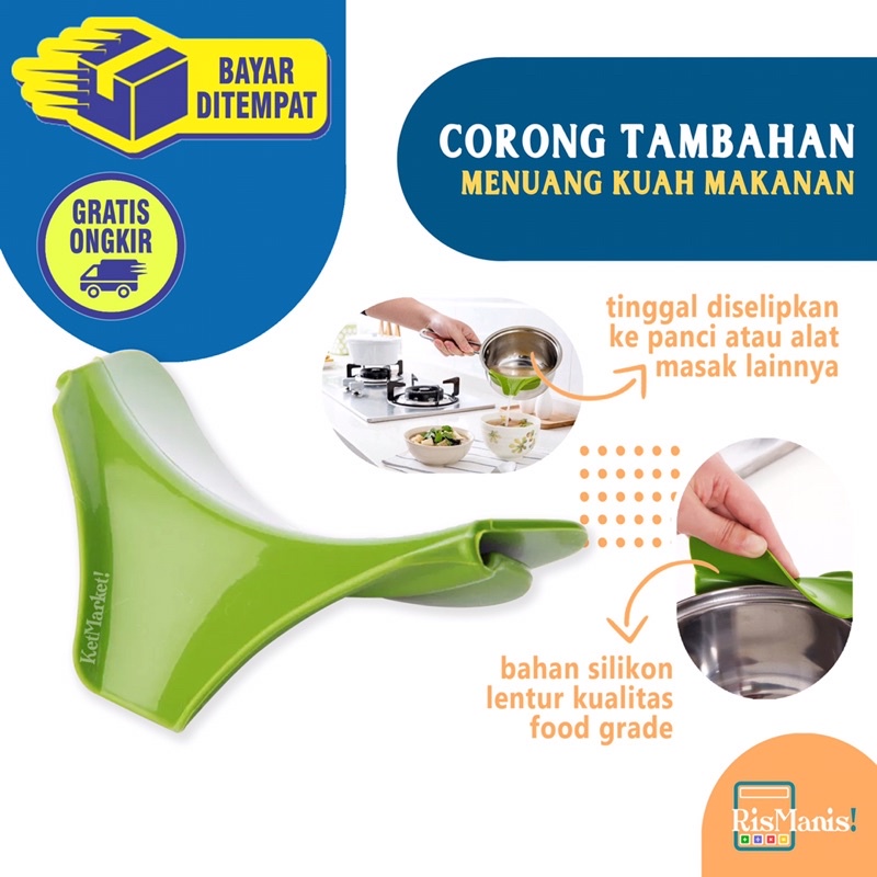 SILICONE PAN FUNNEL - Corong Tambahan Panci Menuang Kuah Sayuran Tuang Masakan Makanan Anti Tumpah