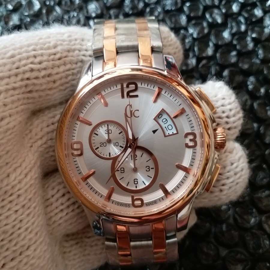 Sale  Jam Tangan Analog Pria Mewah GC X8300lGlS/03 Combinasi Rosegold Quartz Stainless Jam Tangan Pr