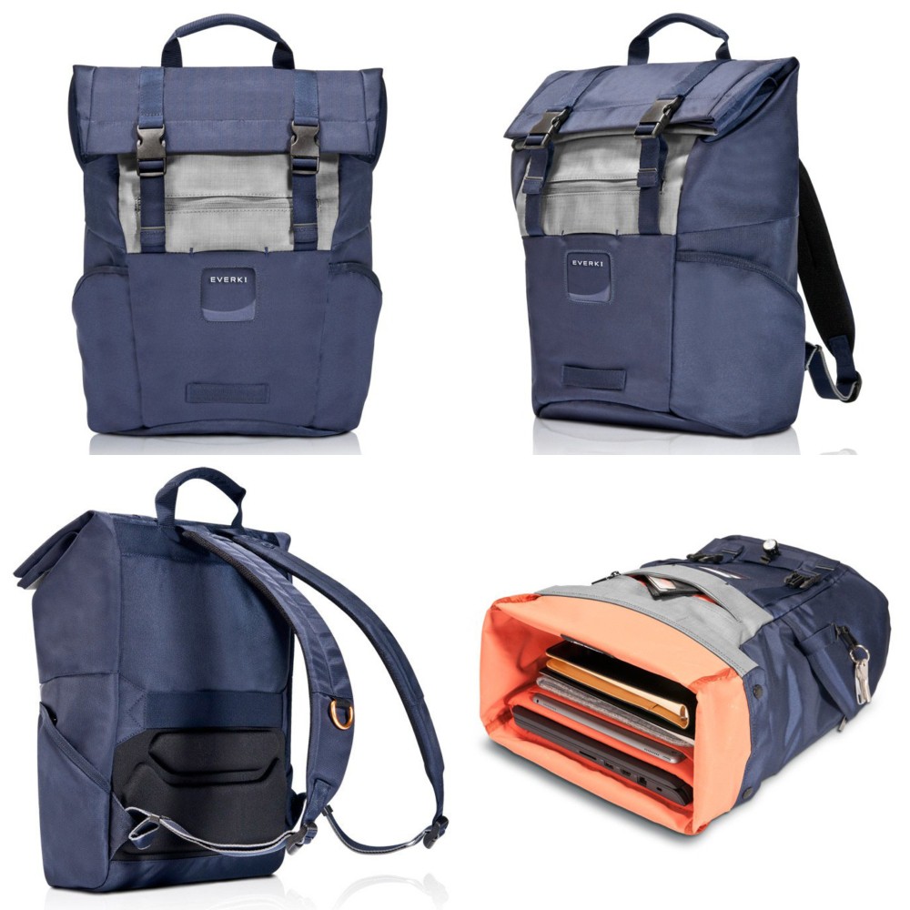Everki EKP161 ContemPRO Roll Top Laptop Backpack 15.6 Inch - Navy Blue