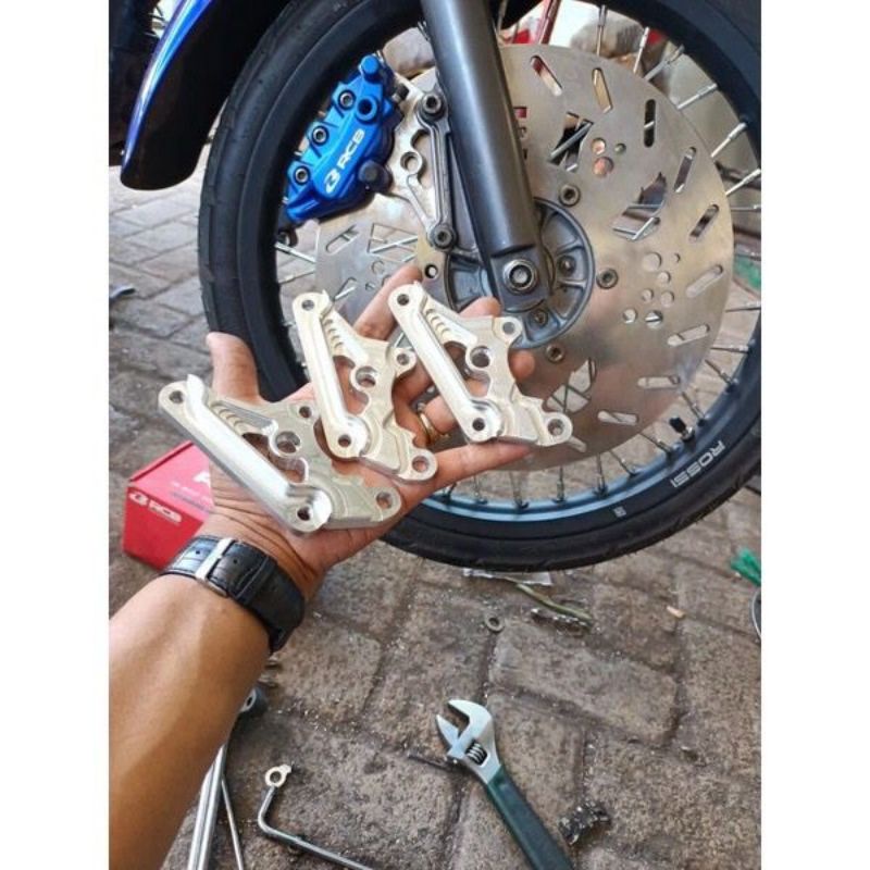 ￼breket caliper cakram rcb /nisin samurai (ke shok Tiger /MP ) ukuran piringan 300.280.320.340