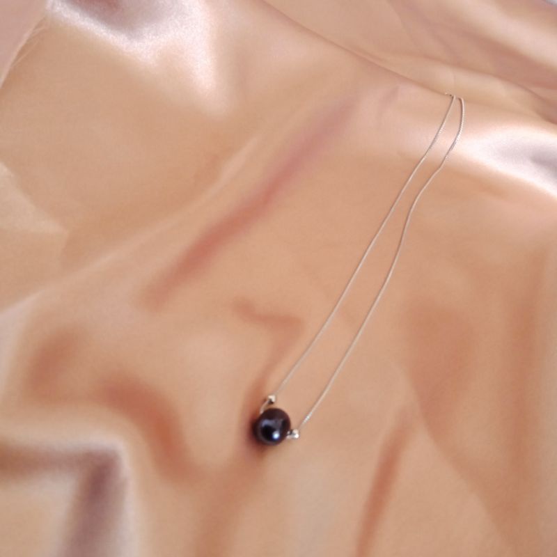 Kalung mutiara lombok simple hitam // kalung // aksesoris