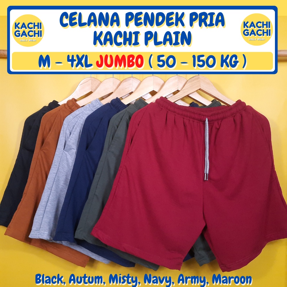 Celana Pendek Jumbo Pria / Celana Kolor Pria Santai / Short Pants Pria Big Size - Kachi Plain