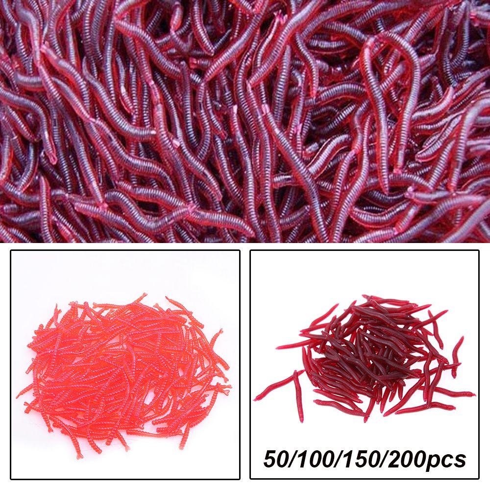 Chookyy 50pcs-200pcs Umpan Merah Cacing 2cm/4cm Bass Tackle Trout Cacing Tanah