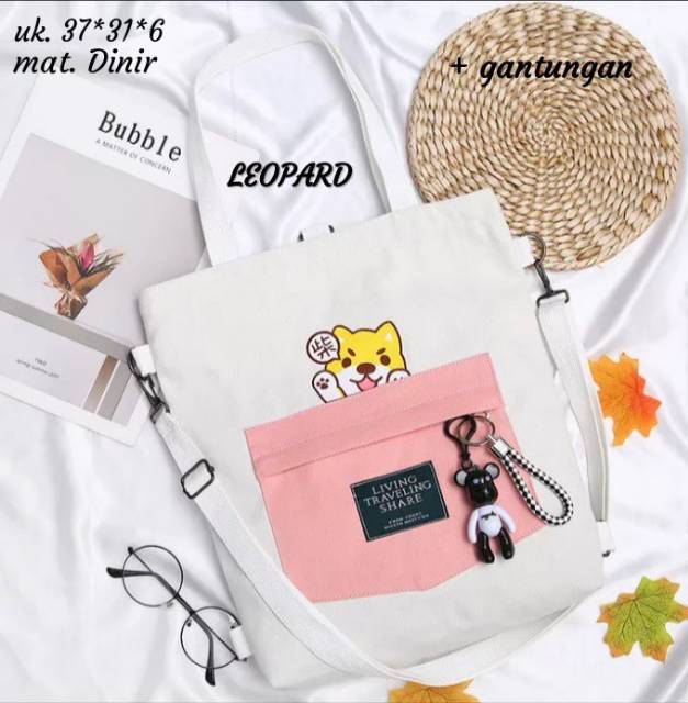 Tas Tote Wanita Kartun Dicetak Kawaii Lucu Zipper Besar Kapasitas In Siswa Kanvas Tote Tas Fashion