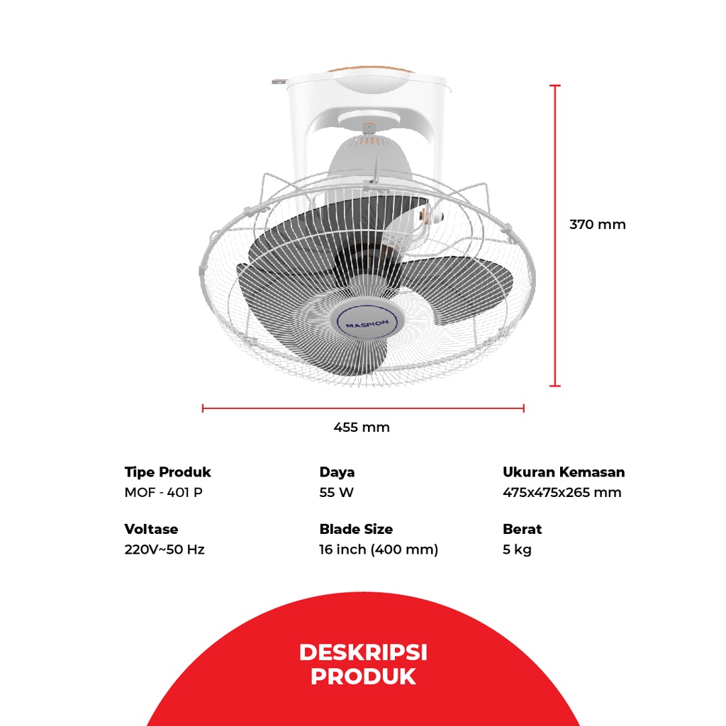 Maspion Kipas Plafon / Orbit Fan 16 Inch MOF - 401