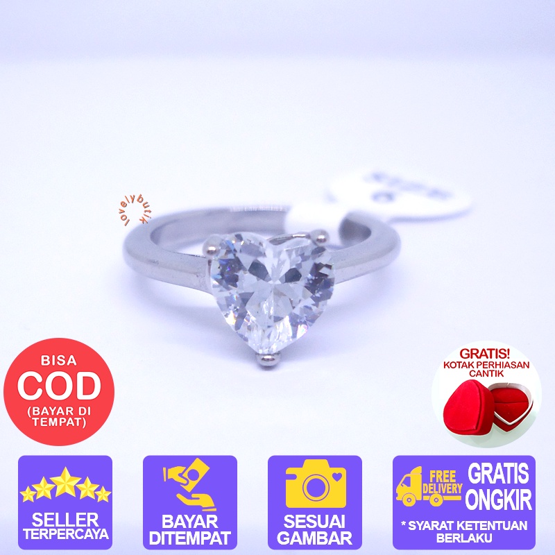 Lovelybutik - Cincin Titanium Anti Karat Selamanya Azalea Cincin Wanita Titanium Permata Love Warna Silver BONUS KOTAK PERHIASAN