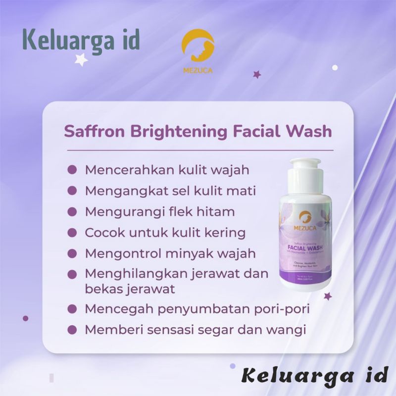 ❤ MEZUCA ❤ Saffron Brightening Facial Wash with Niacinamide &amp; Galactomyces BPOM Pembersih Kulit Wajah - Keluarga.id