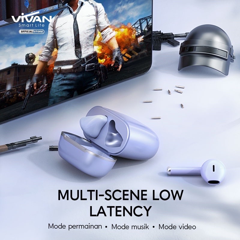 VIVAN TWS Liberty T220 Headset Bluetooth 5.1 Earphone Wireless Garansi Original Resmi 1 Tahun-2