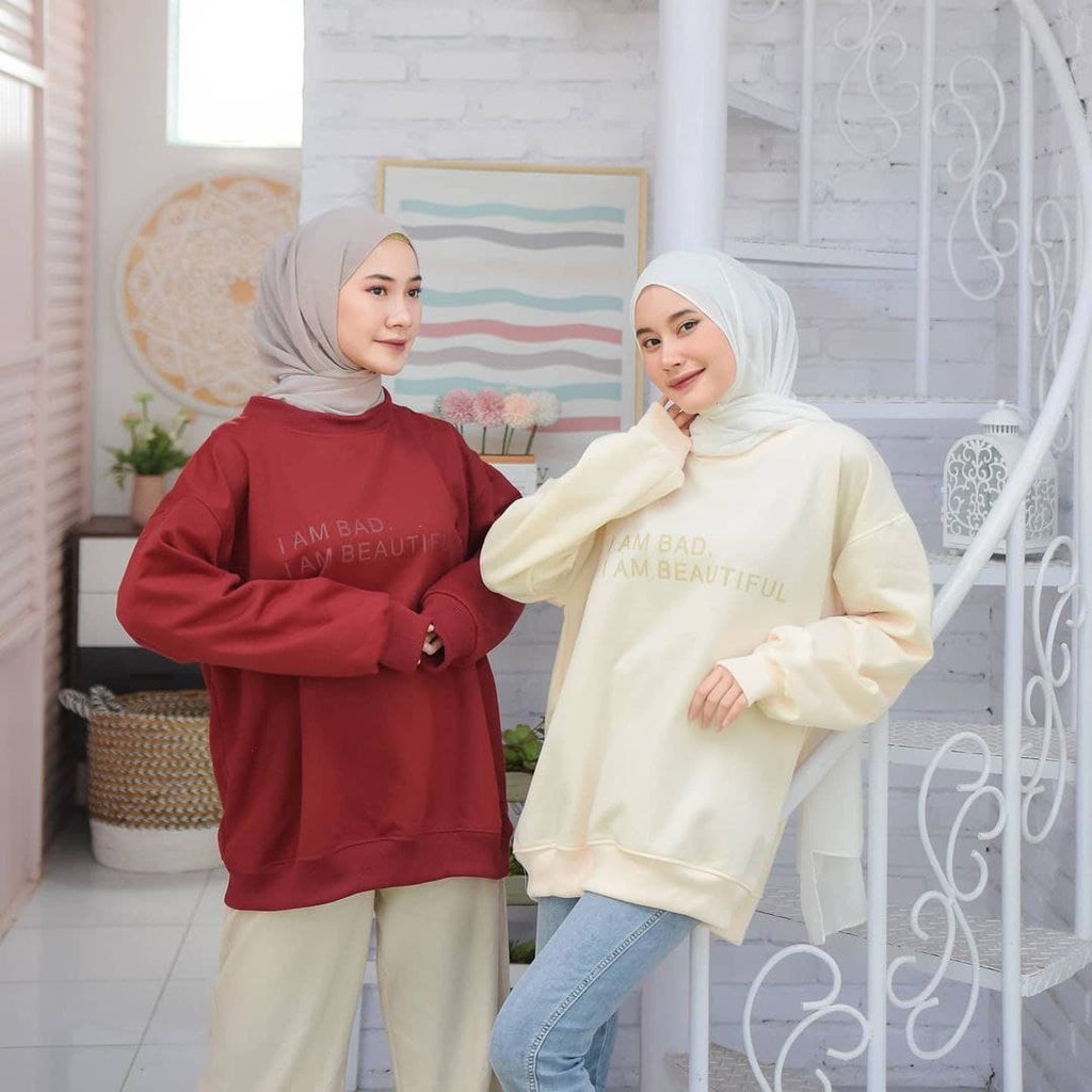 Nara Grosir - I am Bad XXL Sweater l Sweater Polos l Sweater Pria dan Wanita