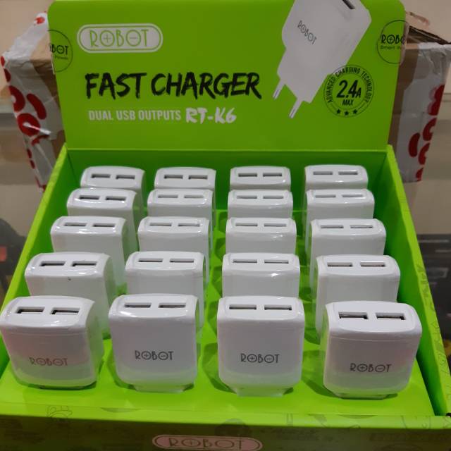 KEPALA CHARGER ROBOT DUAL PORT 2.4A