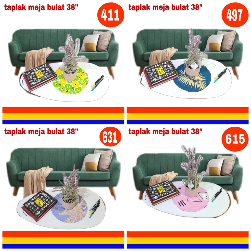 taplak meja atau table runner bulat bolak balik bermotif