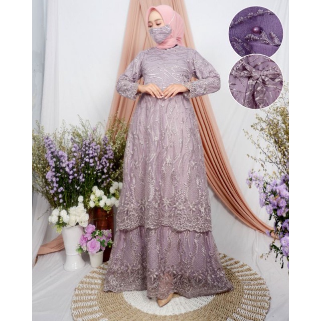 REAL PICT GAMIS BUSUI AJC 1 / gamis modern / gamis brokat tulle / kebaya modern / kebaya muslim