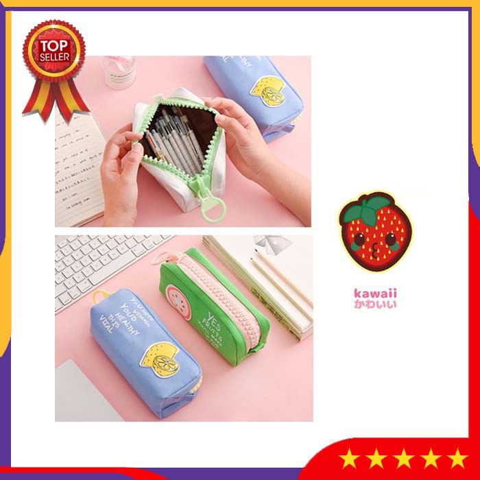 

VBS16 Tempat Pensil Kawaii Funny Fruit Big Zipper Large Pencil Case Pouch Perlengkapan Sekolah