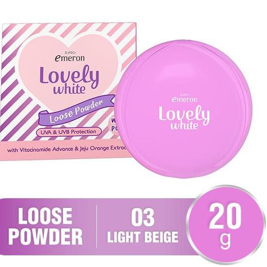 [ SALE ] Emeron Lovely Compact Powder - 03 Light Beige + Emeron Lovely Loose Powder - 03 Light Beige