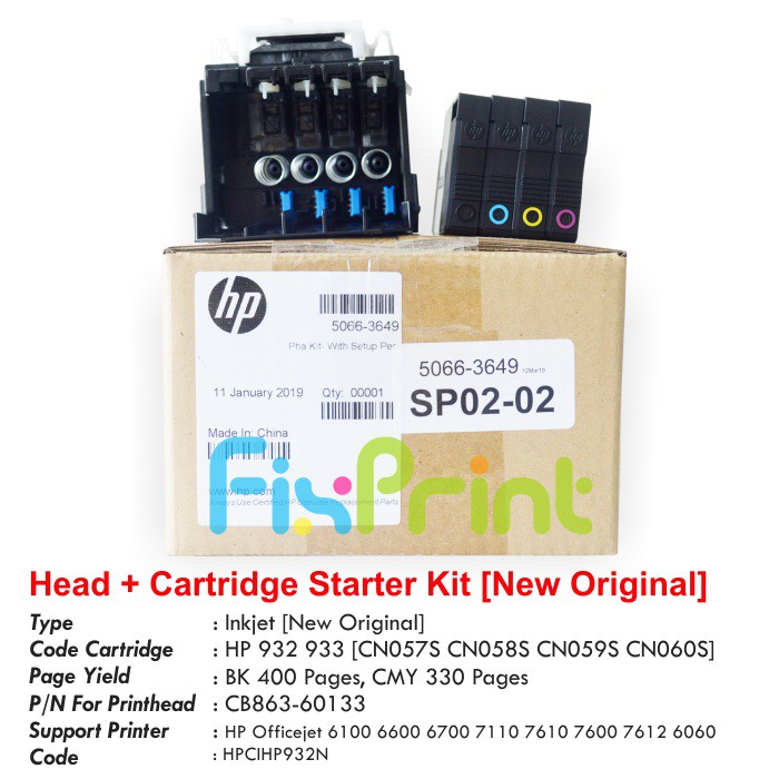 Print Head + Cartridge Tinta 932 933 Original HP Officejet 7610 7612 7110 7600 Printhead Kit HP 7610