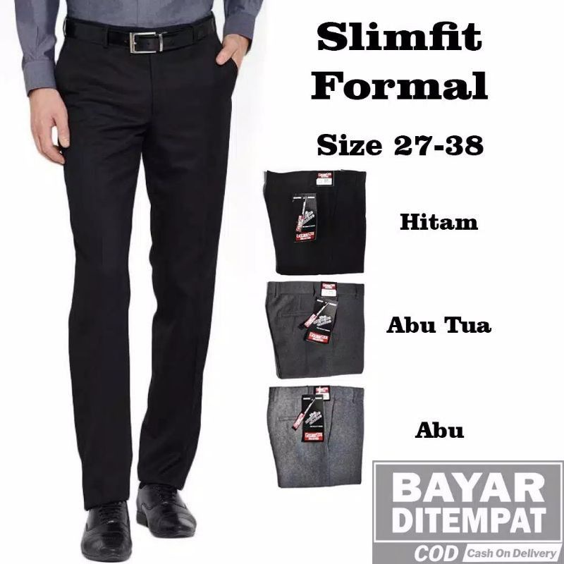 CELANA KANTOR FORMAL PRIA SLIMFIT BAHAN DASAR KAIN WOLL.