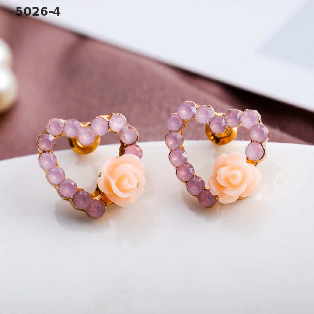 5026-4 9 Pairs/Set Women's Crystal Pearl Flower Ear Studs Earrings Elegant Jewelry Gift 5026-4