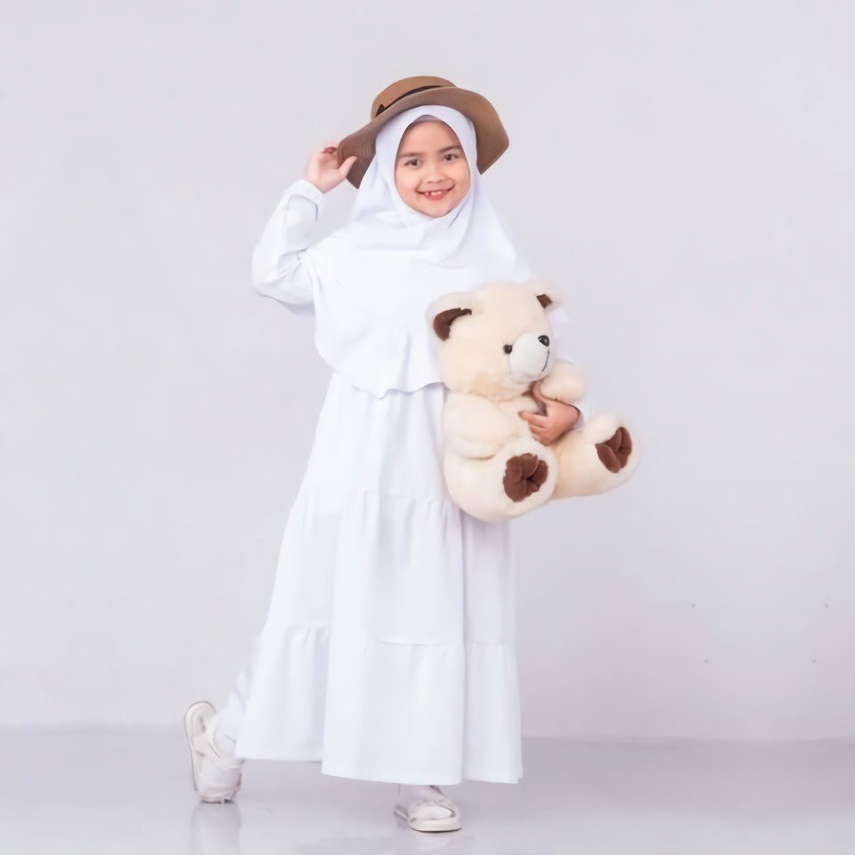 Gamis Ghania Set kids / Baju Anak Perempuan 3-4 Tahun / Gamis Satu Set Hijab/khimar / Gamis Putih Polos Anak / Gamis Tanggung 12 Tahun / Gamis anak terbaru 2021 / Baju Muslim Anak Polos / Gamis Anak Putih