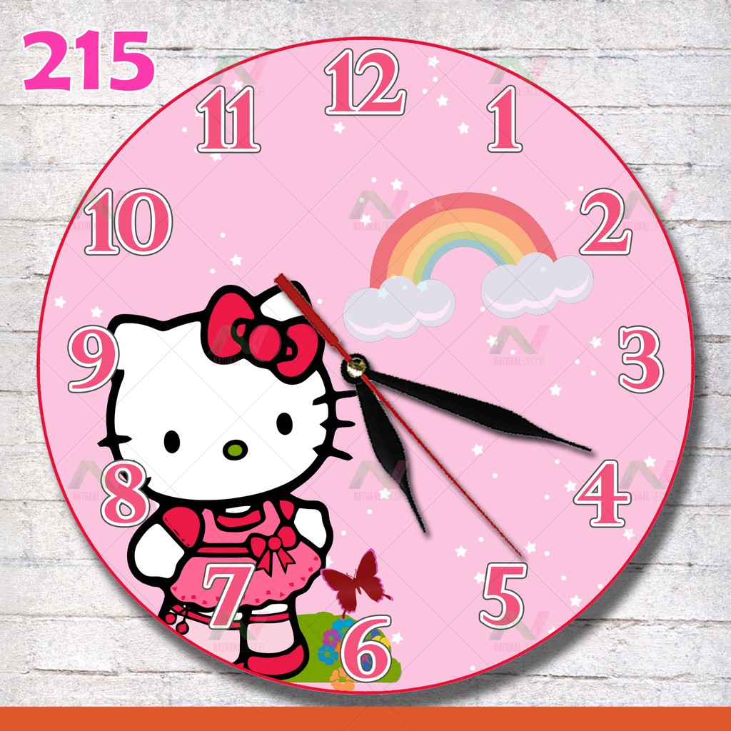 215 Jam Dinding Murah Pink Karakter Kartun Hello Kitty Dekorasi Kamar Anak Shopee Indonesia