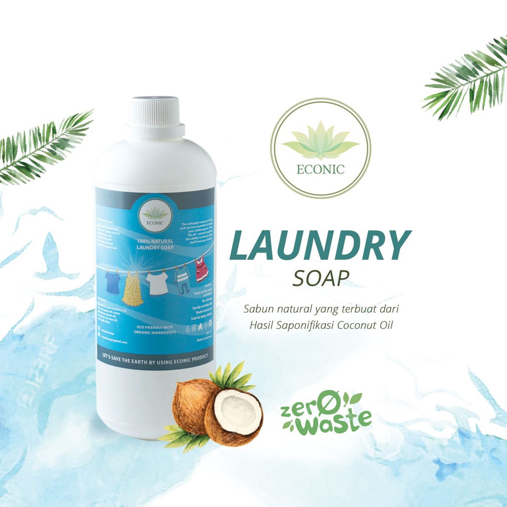 Eco Laundry Soap 1000 mL | Sabun Cuci Pakaian Alami | Sabun Laundry Bebas SLS &amp; Paraben