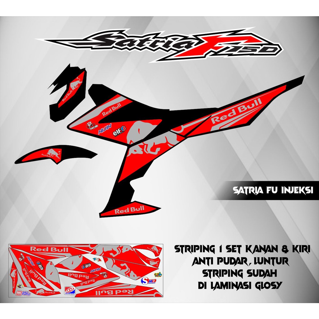 STRIPING STICKER SATRIA FU INJEKSI REDBULL