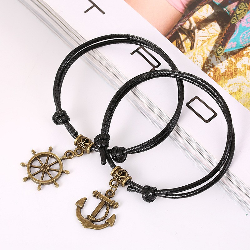 1Set Gelang Couple Tali Kulit Impor Gembok Kunci Love Daisy Gaya Punk HipHop Korea Fashion ANTI AIR