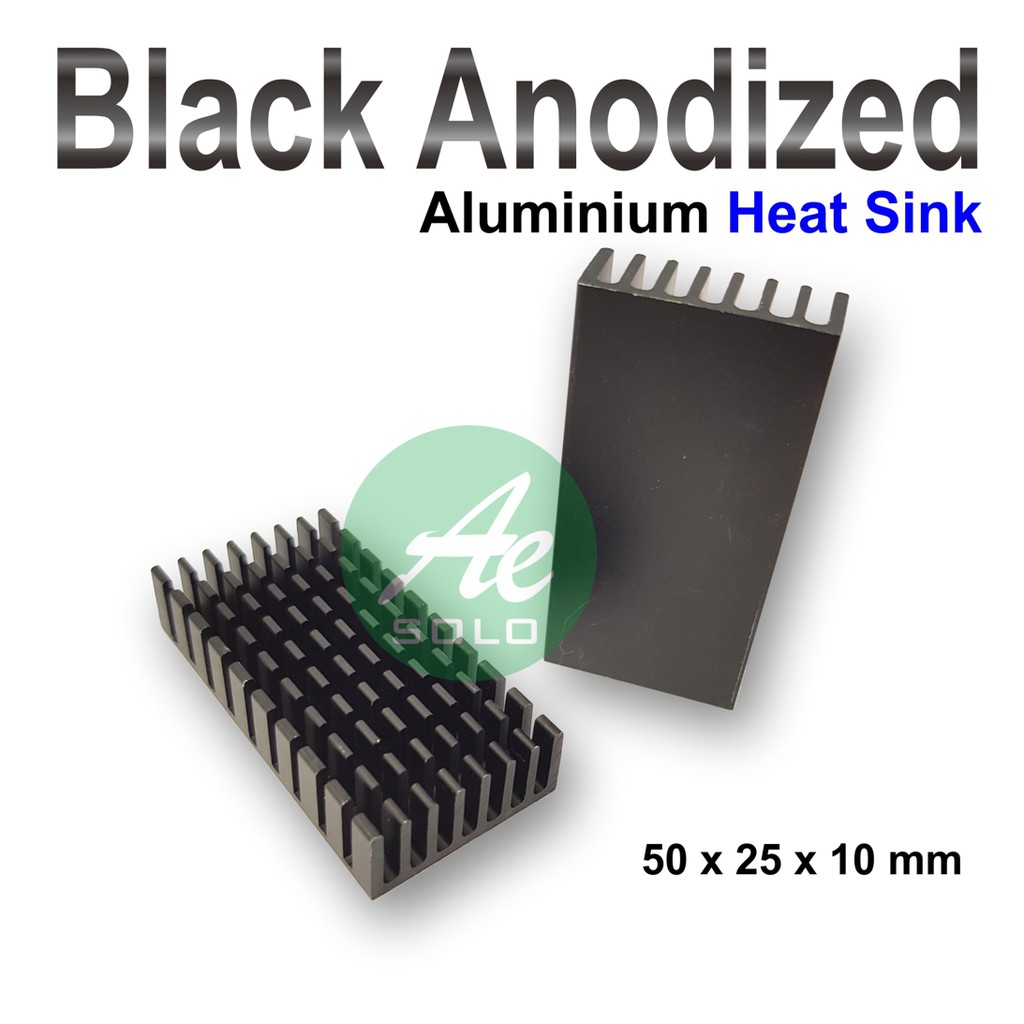 Heat Sink 50x25x10 Mm Black Anodized Aluminium Heat Sink Heatsink