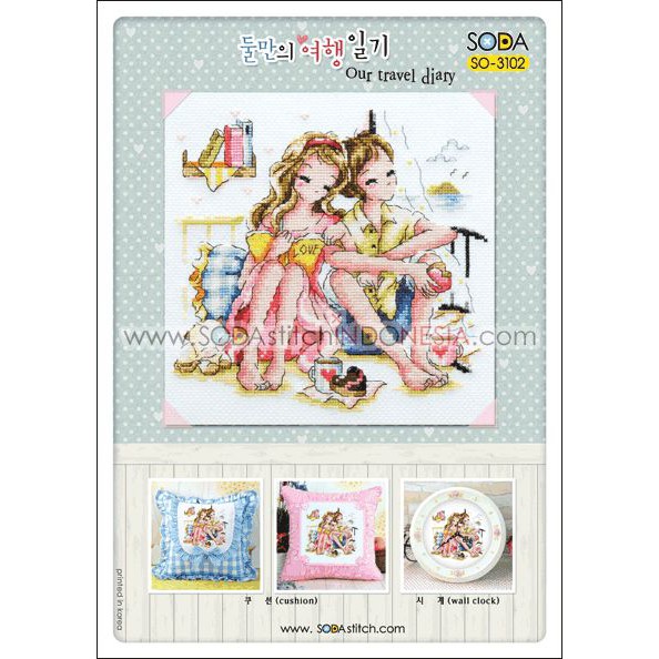 Paket DIY Craft Sulam Kristik / Cross Stitch Sodastitch SO-3102 - Our Travel Diary Korea Couple