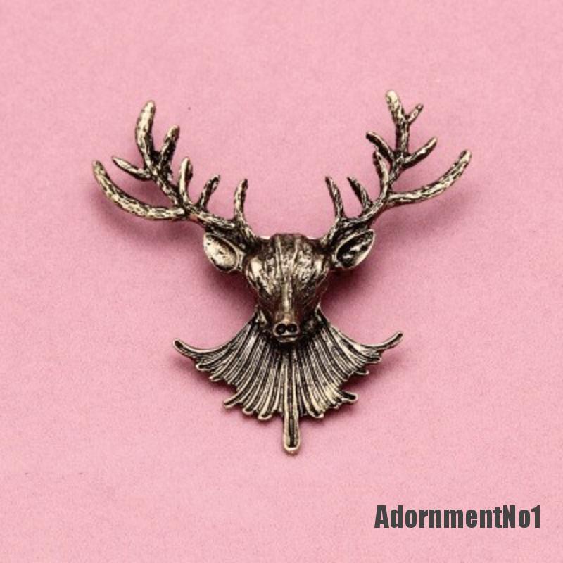 (Adornmentno1) 1pc Bros Pin Enamel Desain Kepala Rusa Lucu Untuk Unisex