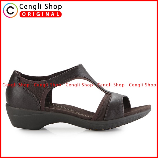 SANDAL WEDGES KULIT HUSH PUPPIES WANITA ORIGINAL TERBARU COKLAT HW56