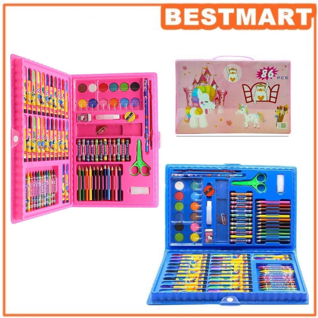 Stationery set pensil crayon dan cat air isi 86 Lengkap