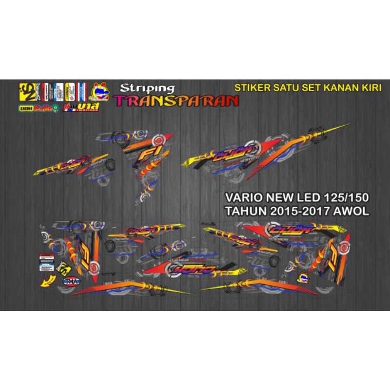 stiker transparan Lis body motor Vario new 125/150 tahun 2015-2017 grafis awol