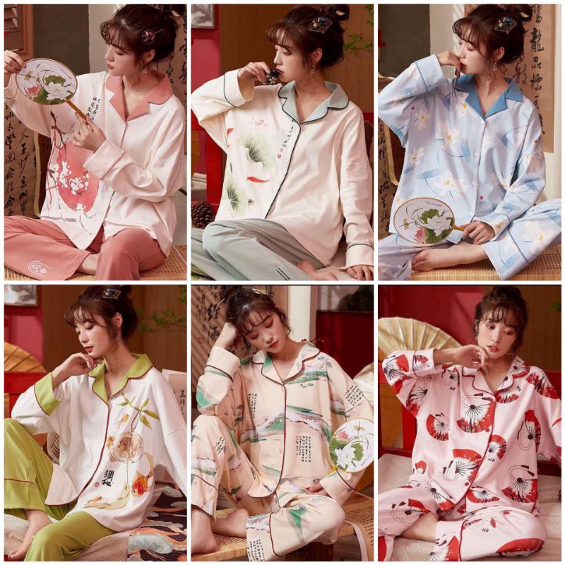 BAJU TIDUR WANITA IMPORT / STELAN KANCING PIYAMA WANITA KAOS