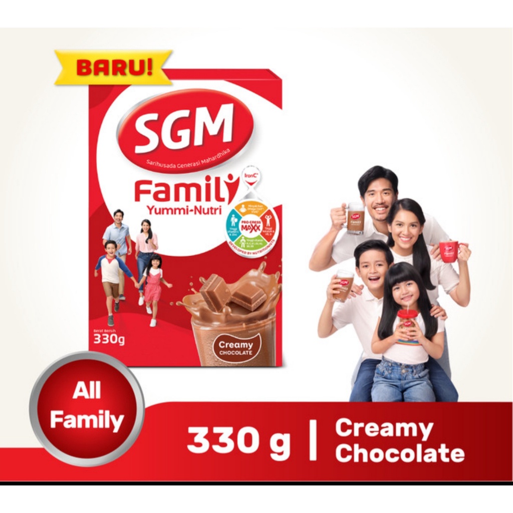 SGM Family Yummi Nutri Creamy Chocolate Susu Keluarga 330 gr