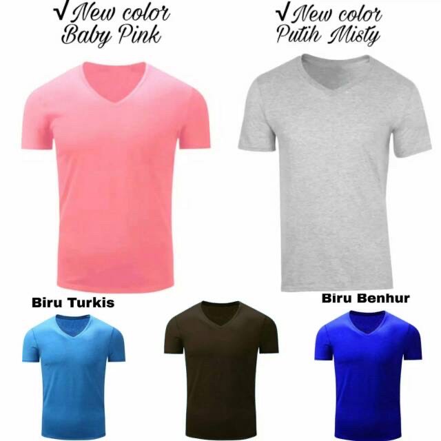 Kaos pria trendy tangan pendek Vneck SIZE M