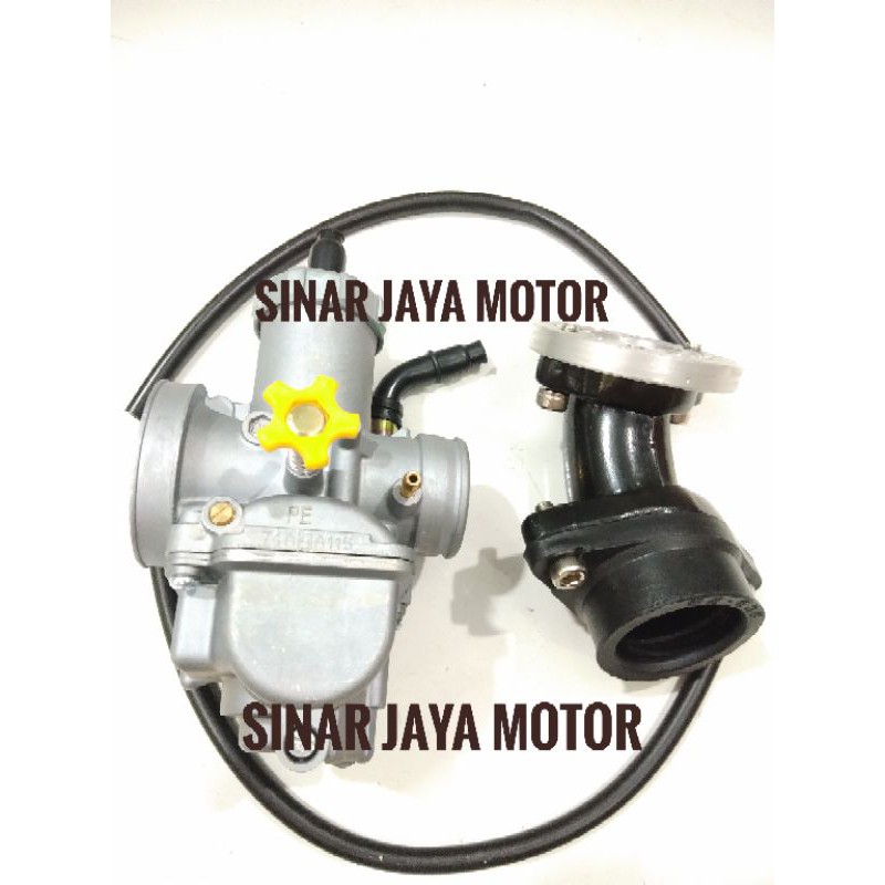 Paket Murah Karburator Pe 24. 26. 28. + Intake Manifold Karet Intek Leher Angsa Manipol Putar