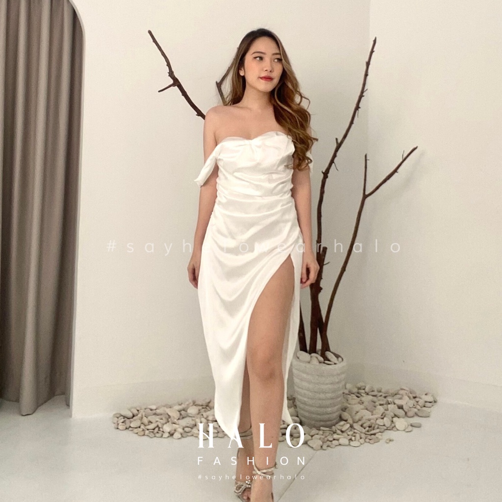 [HaloFashion] Laura Sexy Satin Dress Korean Style