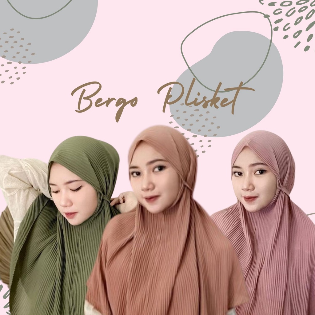 Jilbab Instan Bergo Plisket Full Lidi Hijab Diamond Strech Premium