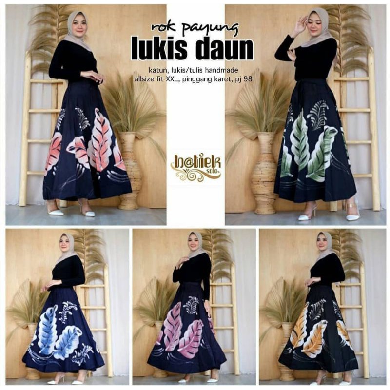 Jual Rok Batik Cap Payung Lukis Daun Super Cantik Bisa Dipakai Kerja Seragam Shopee Indonesia